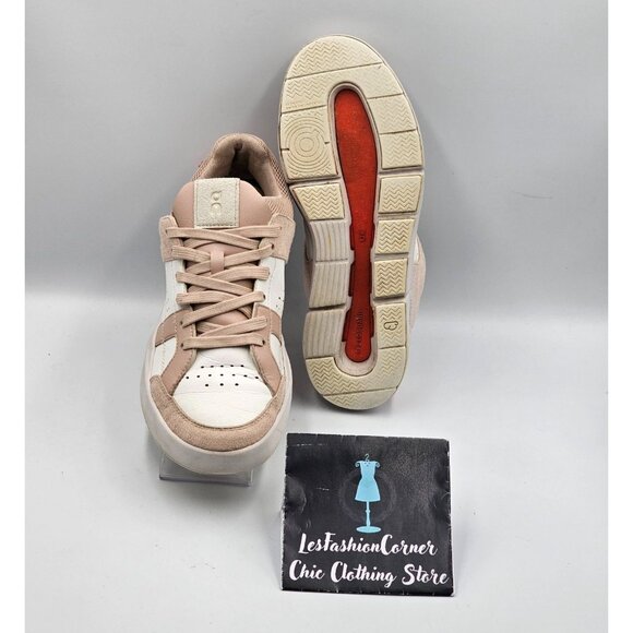 On Women's Mauve White Suede Leather On The Roger Clubhouse Sneakers Sz 7.5 2959 - Picture 3 of 16